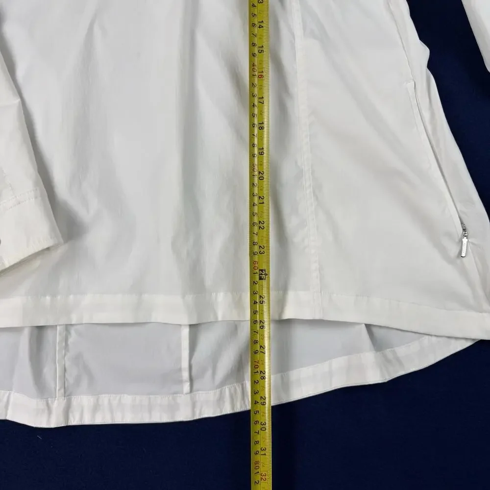 Athleta Advantage Poplin Top Women M White 1/4 Zip Back Yoke Water Repellent Gym - Picture 5 of 9